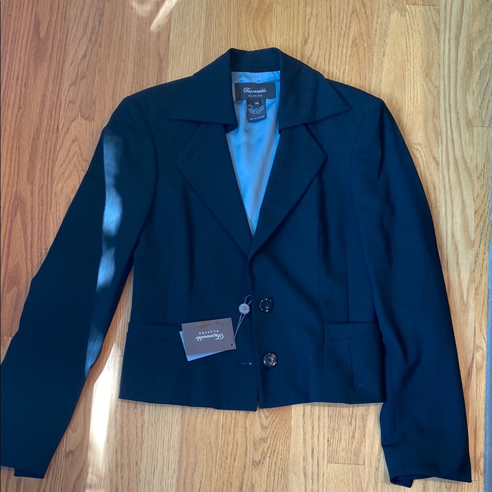 Faconnable Black Blazer Tailored Suit Jacket